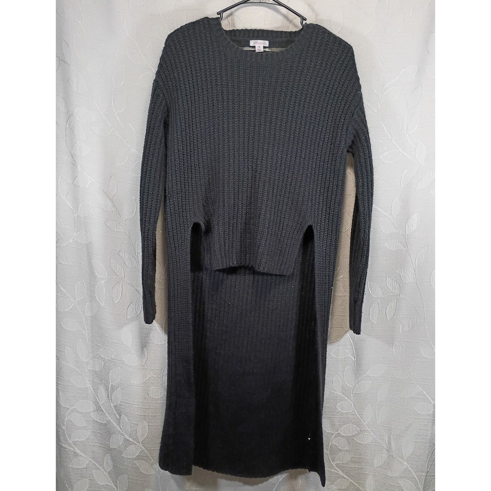 Xhilaration Black High Low Distressed Back Shaker Knit Sweater XS